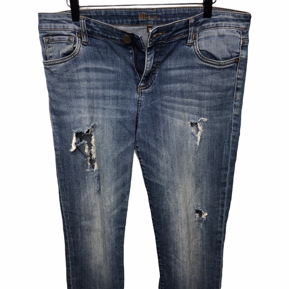 Kut From The Kloth Boyfriend Straight Leg Distressed Jeans Straight Size 10 - Picture 5 of 8